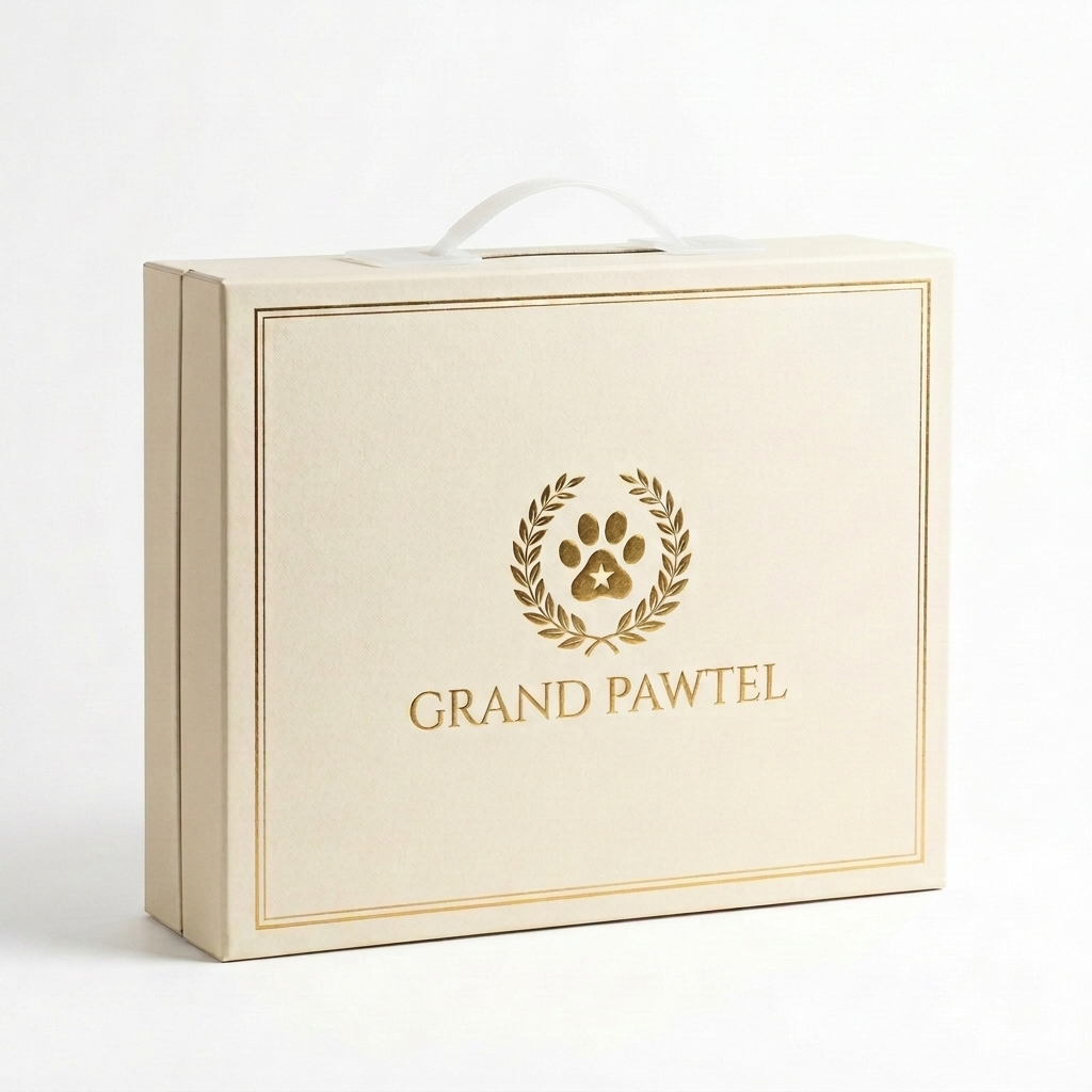 Grand Pawtel branded packaging box
